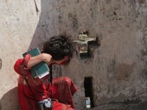 Gabriella defending Kumbhalgarh Fort with imaginary arrows